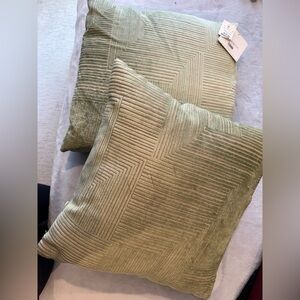 Home Goods - Set of 2 Textured Green Decorative Throw Pillows